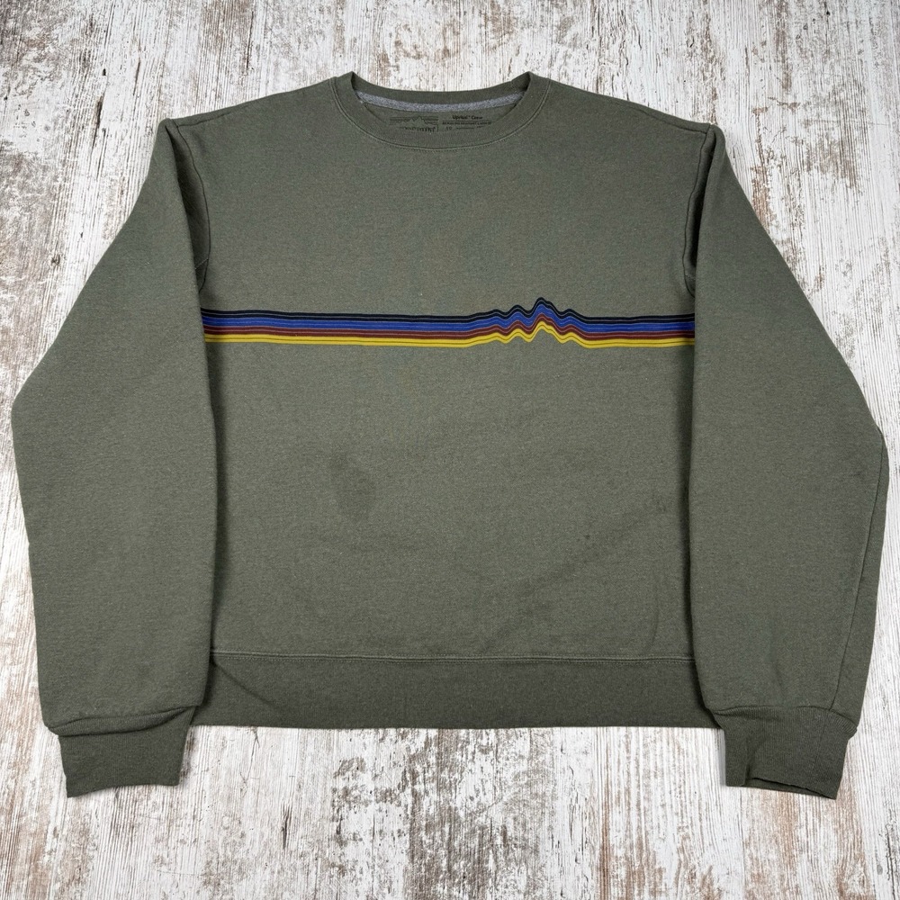 PATAGONIA Ridge Rise Stripe Uprisal‎ Crew Sweatshirt Sleet Green Women Sz S